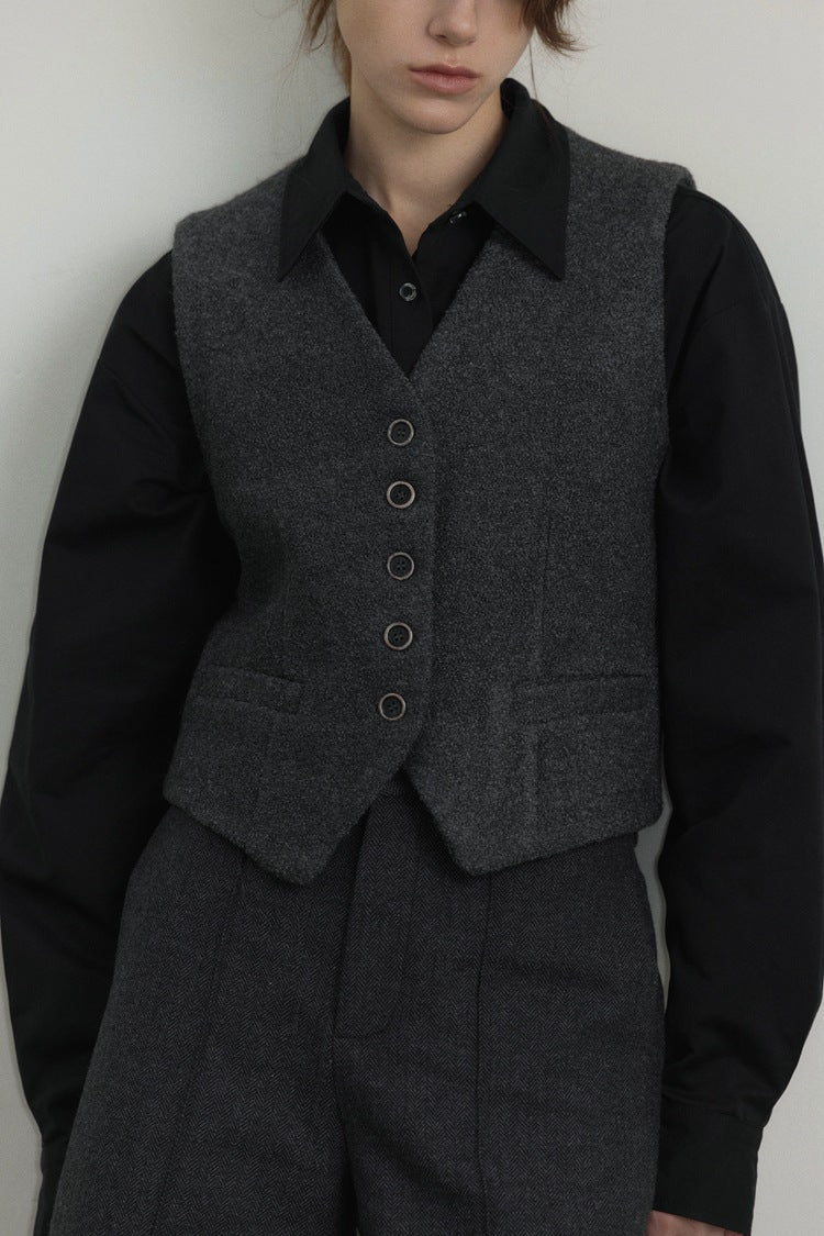 Rose | French V-Neck Wool Vest